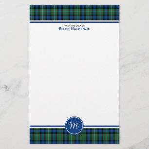Ferguson Clan Tartan Blauw en Groen Monogram Briefpapier