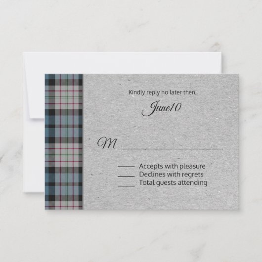 Ferguson Plaid Bruiloft RSVP Kaartje (Voorkant)