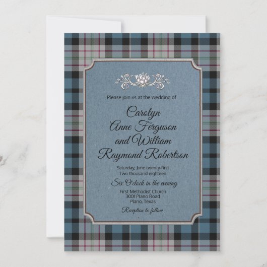 Ferguson Plaid Faire-part de mariage monogramme (Devant)