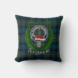 Ferguson Schotse Clan Tartan en Crest Kussen
