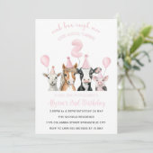 Ferme 2e Invitation d'anniversaire Fille, Rose mod (Debout devant)