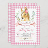 ferme à cheval baby shower invitation fille rose (Devant / Derrière)