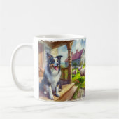 Ferme à moutons avec bordure Collie Chien Mug (Gauche)