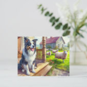 Ferme à moutons et frontière Collie Carte postale (Debout devant)