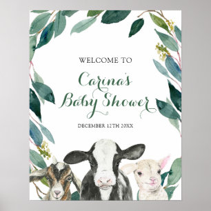 Ferme Animal de verdure Garçon Baby shower Affiche