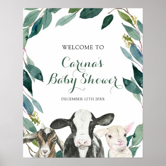 Ferme Animal de verdure Garçon Baby shower Affiche (Devant)