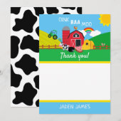 Ferme Animaux de la cour d'anniversaire Merci (Devant / Derrière)