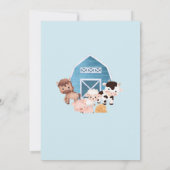 Ferme Anniversaire 1er Invitation Blue Boys One An (Dos)