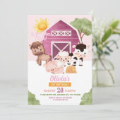 Ferme Anniversaire 1er Invitation Rose Girls One A (Debout devant)