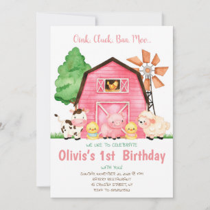 Ferme Anniversaire Invitation fille ferme barnyard