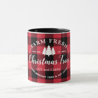 Ferme Arbres de Noël frais Red Buffalo Check Mug