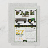 Ferme Barnyard Tractor Invitations de fête d'anniv (Devant / Derrière)