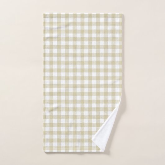 Ferme Beige et blanc En vichy Plaid (Serviette à main)