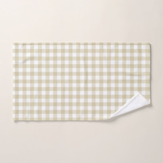 Ferme Beige et blanc En vichy Plaid (Serviette à main)
