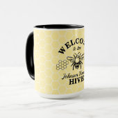 Ferme Bienvenue à notre Bee Hive café Mug (Devant gauche)