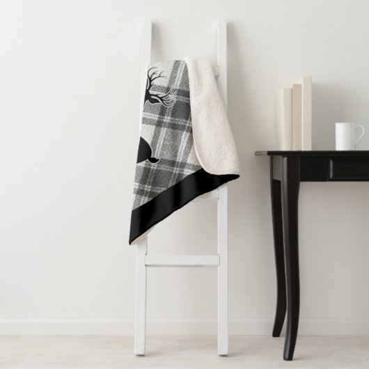 Ferme Bison noir blanc Plaid Deer Snowflake (En situation)