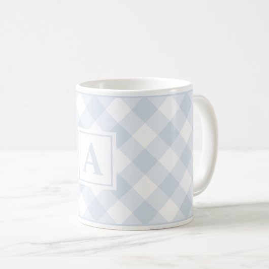 Ferme Bleu Buffalo Plaid Check Mug Monogramme (Devant droit)