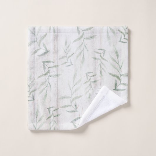 Ferme Botanique Blanc Bois Rustique Feuille (Gant de toilette)