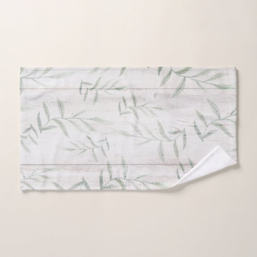 Ferme Botanique Blanc Bois Rustique Feuille (Serviette à main)