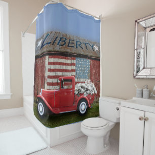Ferme Camion Rouge Grange Douche rideau
