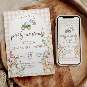 Ferme d'animaux de fête Invitation d'anniversaire