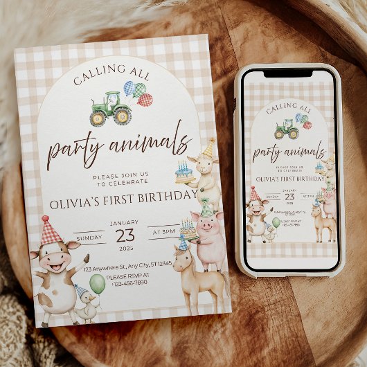 Ferme d'animaux de fête Invitation d'anniversaire