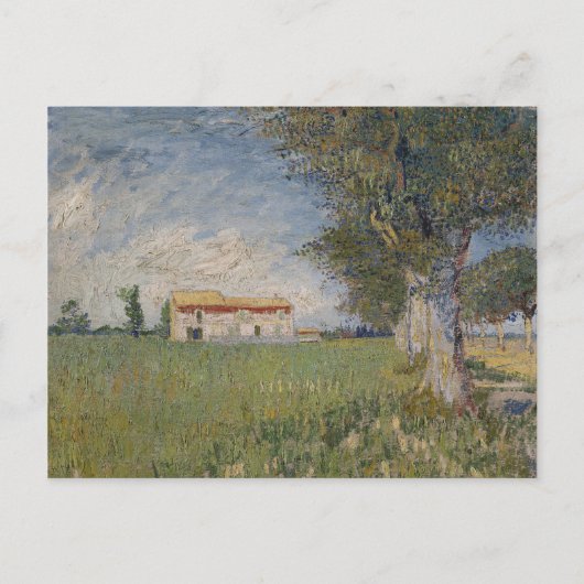 Ferme dans un champ de blé Carte postale (Devant)