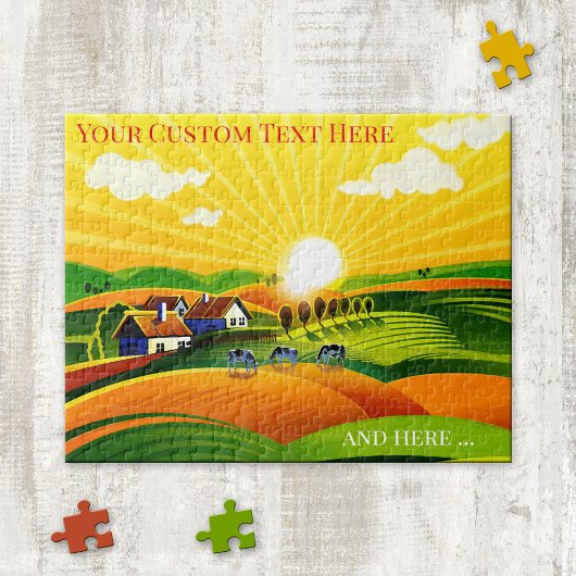 Ferme d'art primitif coloré Terrain Sunrise Puzzle