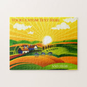Ferme d'art primitif coloré Terrain Sunrise Puzzle (Horizontal)