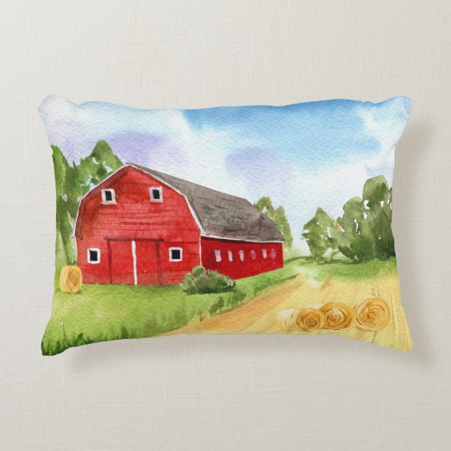 Ferme de campagne grange rouge Accent Coussin (Devant)