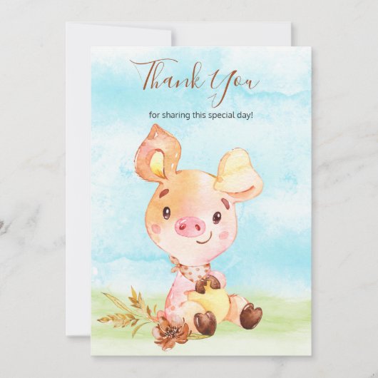 Ferme de cochons à l'aquarelle Merci (Devant)