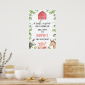 Ferme de la grange rouge 18x26 Affiche de bienvenu (Cuisine)