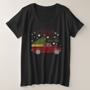 Ferme de Noël avec camion rouge vintage et arbre d