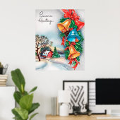 Ferme de Noël rétro vintage Affiche de vacances (Bureau à domicile)
