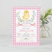 ferme de poulet baby shower invitation fille rose (Debout devant)