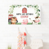 Ferme de tracteur à granges roses Bannière de fête (En situation)