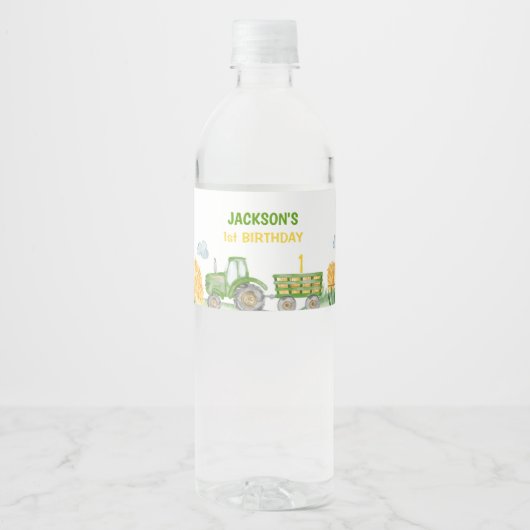 Ferme de tracteur vert Anniversaire Étiquette de b (Devant)