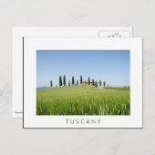 Ferme en Toscane avec cyprès carte postale blanche (Devant / Derrière)