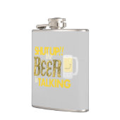 "Fermé ! la bière parle" le flacon enveloppé par (Gauche)