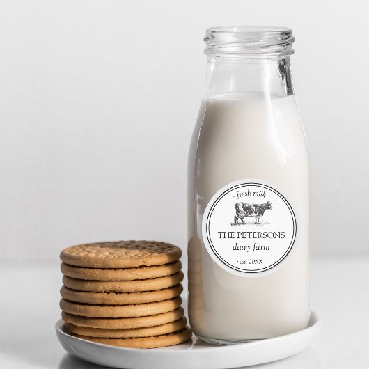 Ferme laitière Étiquette de lait frais