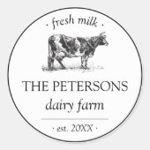 Ferme laitière Étiquette de lait frais (Devant)