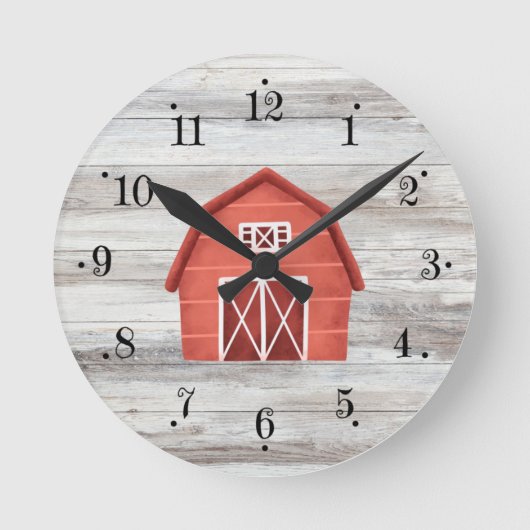 Ferme Maison Rouge Grange Avec Faux Bois Horloge M (Recto)