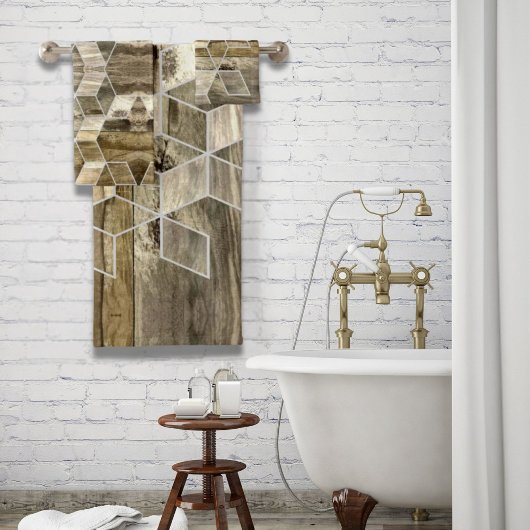 Ferme moderne Brown bois Motif géométrique