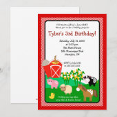 Ferme Old MacDonald EIEIO Invitation d'anniversair (Devant / Derrière)