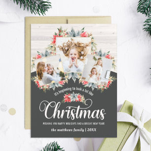 Ferme Poinsettia 3 Photo Collage Carte magnétique