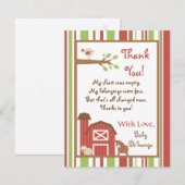 ferme rouge de grange du carte de remerciements (Devant / Derrière)