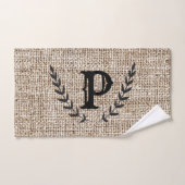Ferme rustique Burlap & Black Botanical Laurel (Serviette à main)
