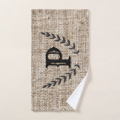 Ferme Rustique Burlap & Botanique Noir Laurier (Serviette à main)