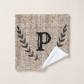 Ferme Rustique Burlap & Botanique Noir Laurier (Gant de toilette)