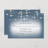 Ferme rustique Dusty Bleu Lumières Mariage RSVP (Devant / Derrière)